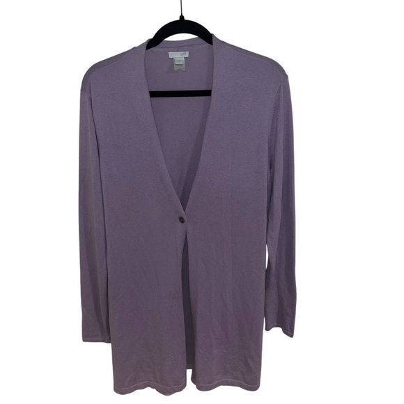 J. Jill Medium Lavender Purple Open Front Cardigan Sweater Lightweight M wool - Picture 1 of 4